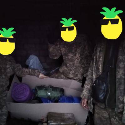 The soldiers were met last night, warmed up with sleeping bags!