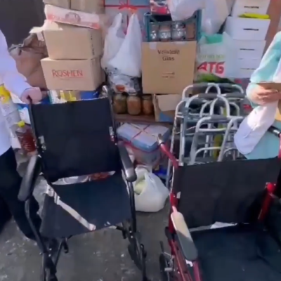 From our charity shelves, we gave some crutches to the hospital!